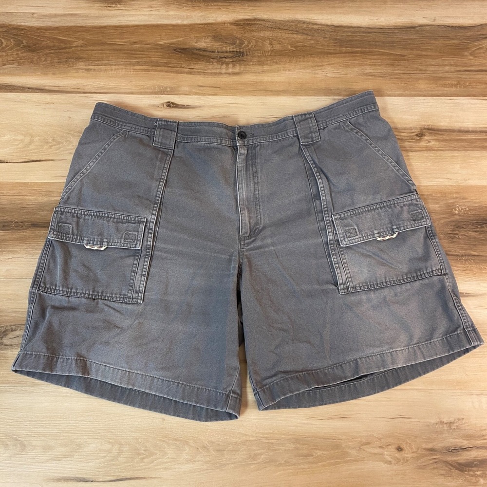 LL Bean Cargo Shorts 44W Comfort Waist Cotton Canvas Relaxed Gray 242462
